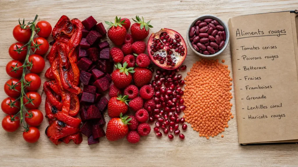 Aliments rouges : définition, liste par familles et repères pratiques