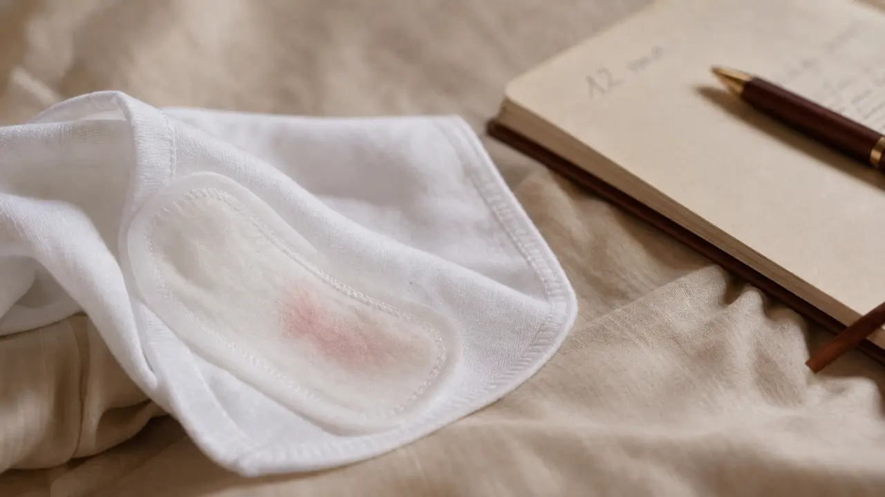 Ménopause et pertes rosées : trace rosée sur protection hygiénique