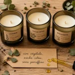 Bougie aux huiles essentielles en cire végétale et huiles essentielles