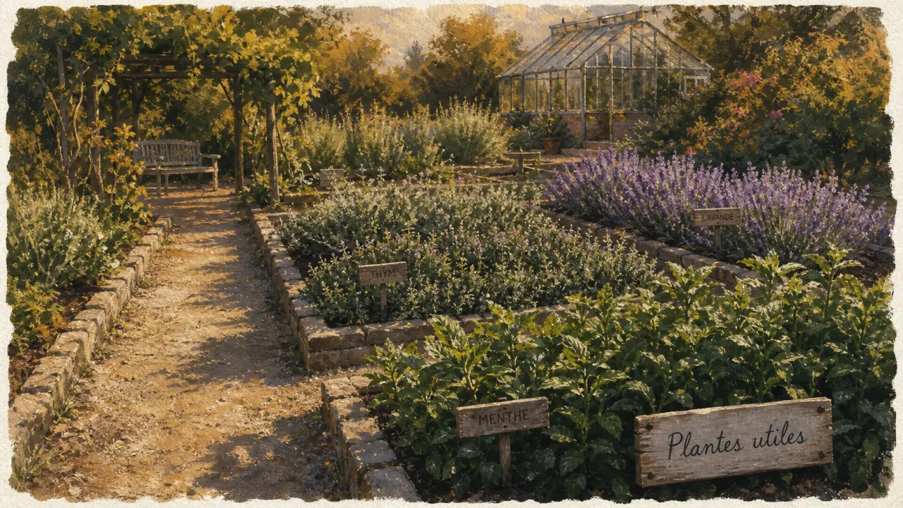 Conservatoire national des plantes à parfum médicinales et aromatiques : jardin de Milly-la-Forêt, menthe thym lavande