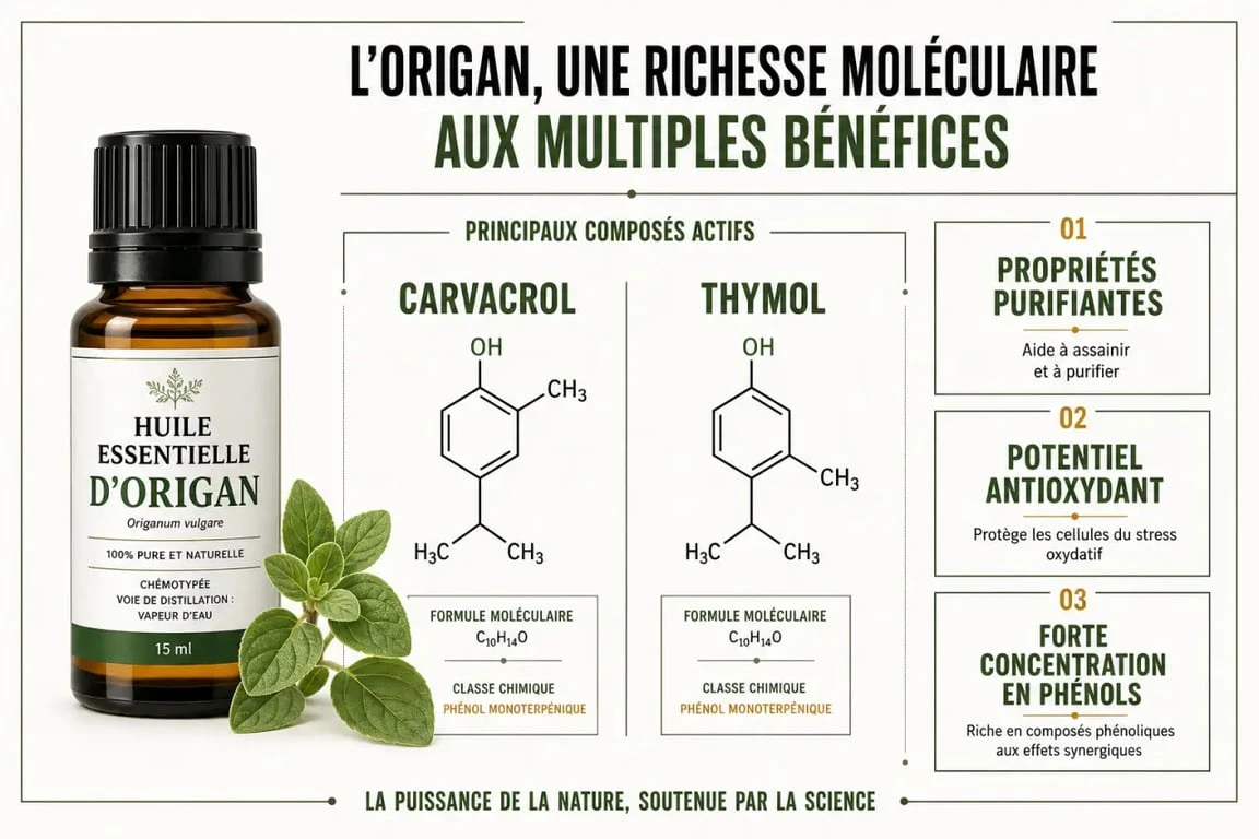 Huiles essentielles origan : composition en carvacrol et thymol