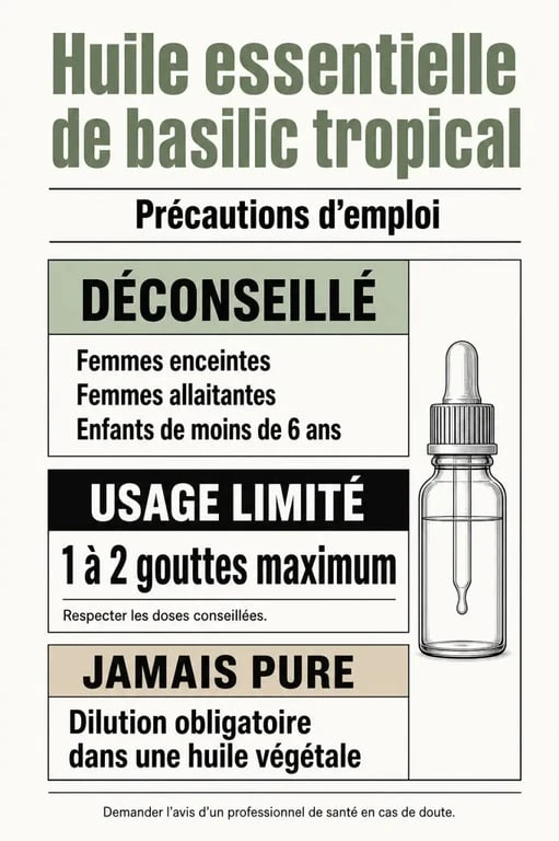 Précautions d’emploi des huiles essentielles basilic tropical