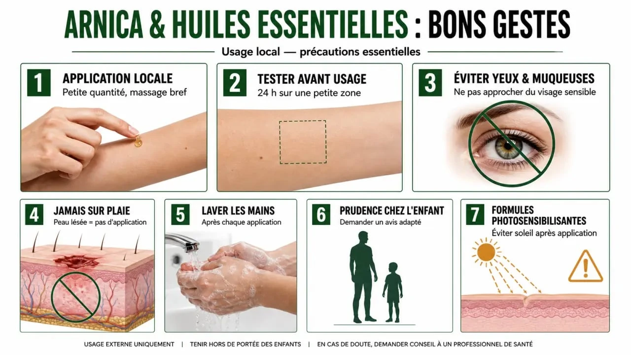 arnica huiles essentielles : gestes d'application et précautions à connaître