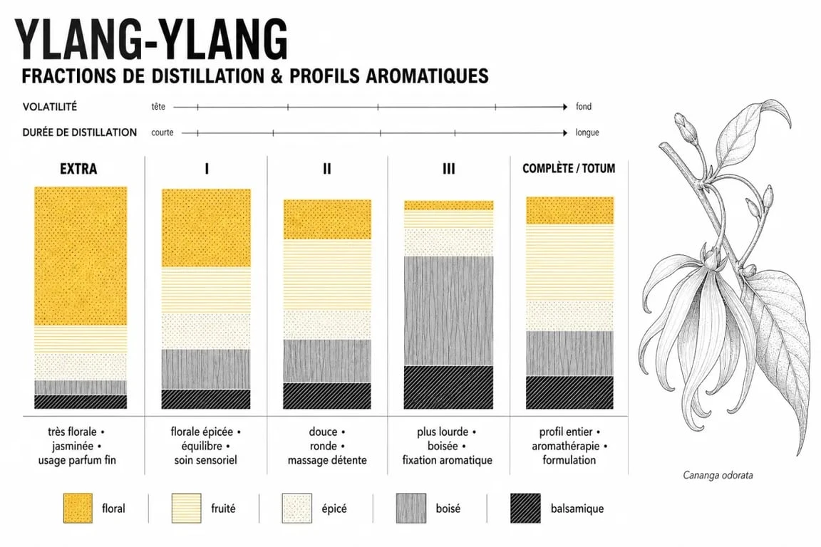 Huiles essentielles yang yang : comparaison des fractions extra, I, II, III et complète