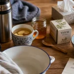 Grippe remèdes naturels : tisane gingembre, miel et inhalation vapeur