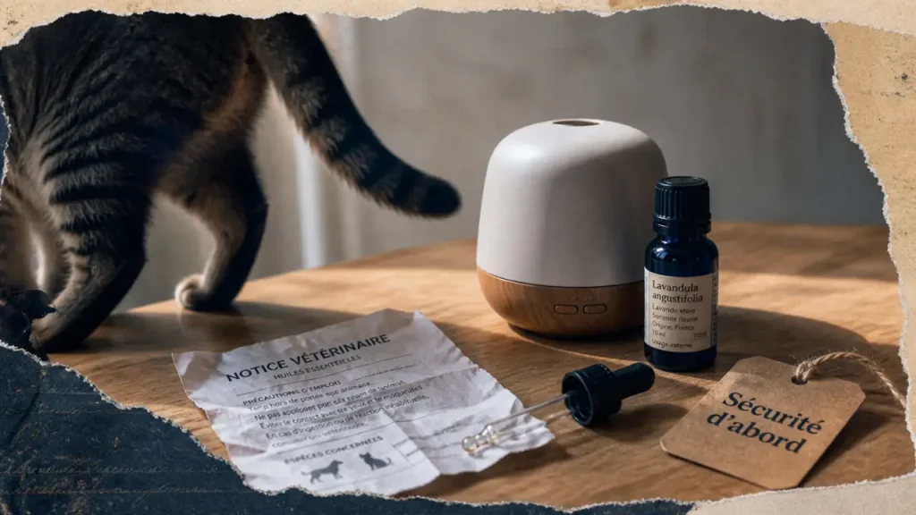 Huiles essentielles et chat : diffusion 10 minutes, dilution 5 % et erreurs à éviter