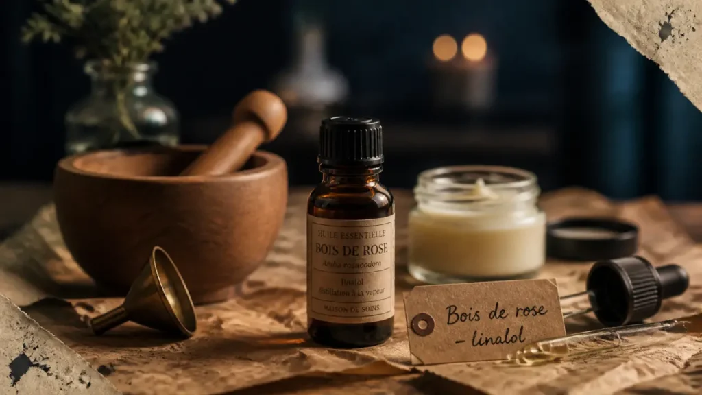Huile essentielle de bois de rose : peau, stress et sourcing, ce qu’il faut vérifier