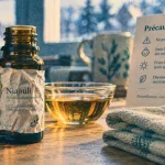 Huiles essentielles niaouli : flacon, huile végétale et précautions d’usage