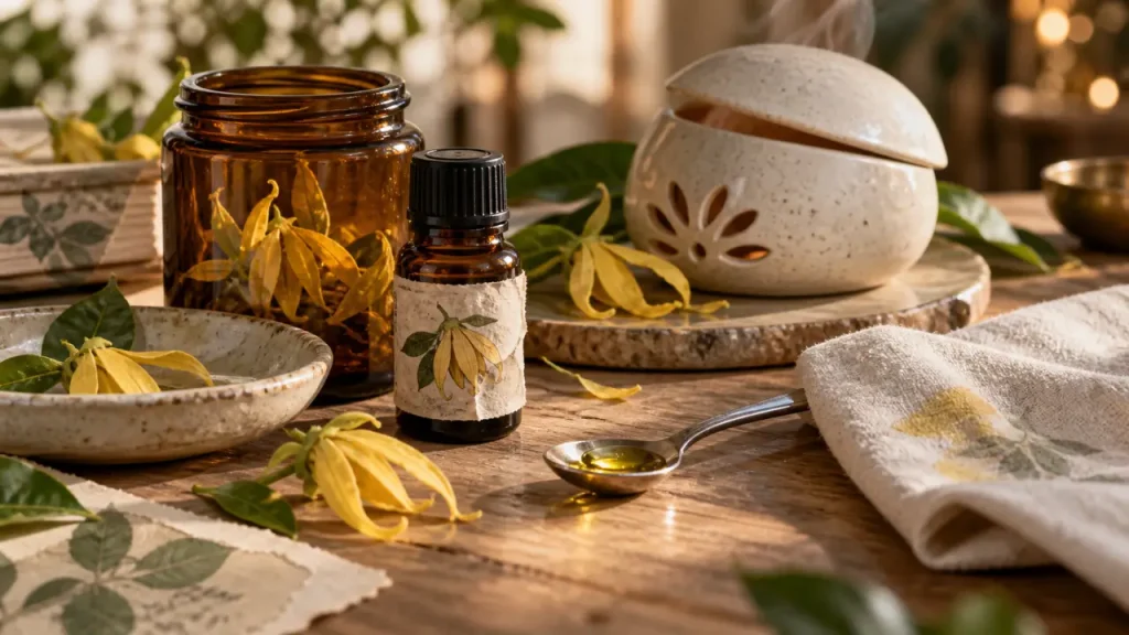 Huiles essentielles d’ylang ylang : des usages ciblés pour le stress, la peau et les cheveux