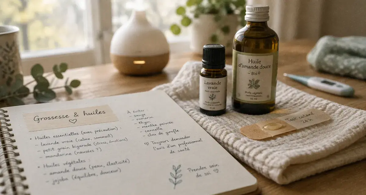 Huiles essentielles grossesse : prudence premier trimestre